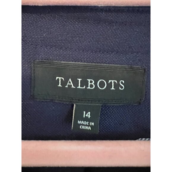 Talbots Blue Snap Button Linen Blazer Jacket Women's Size 14 - Picture 4 of 9